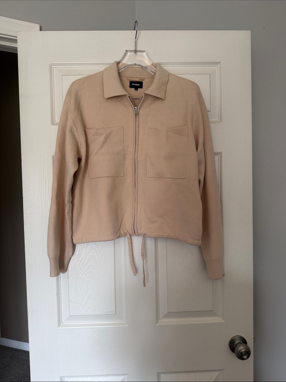 MONROW Cream Fine Knit Cropped Utility Jacket – Pristine Condition - Size M